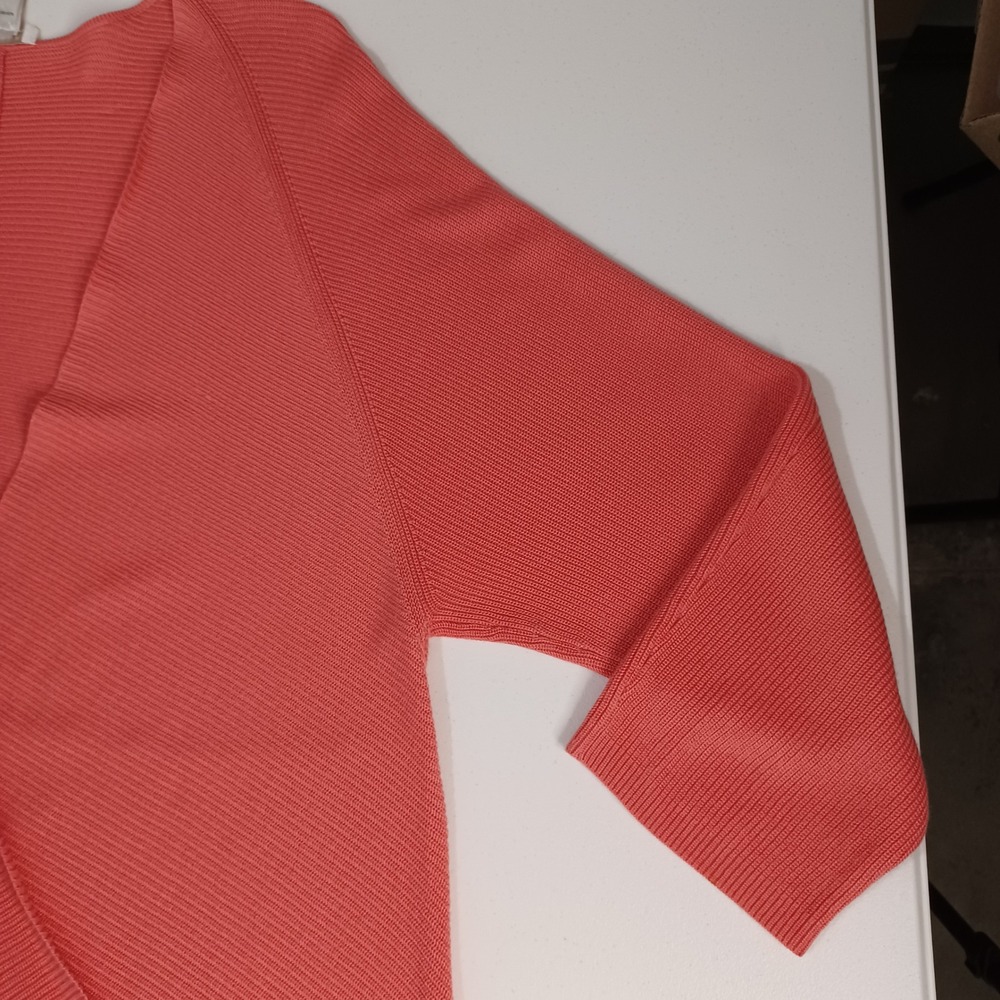 Women's Chico's Coral Rose Ribbed Open Front Long Cardigan Size 3 (XL/16) - Picture 8 of 9